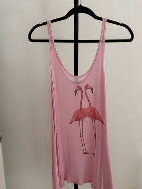 Wildfox Pink Flamingo Print Tank Top